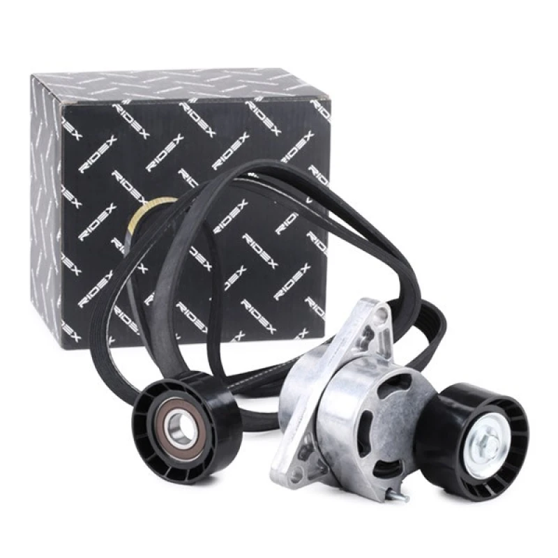 Image of RIDEX 542R0999 V-ribbed belt set with tensioner arm, tensioner pulley V-Ribbed Belt Set (542)