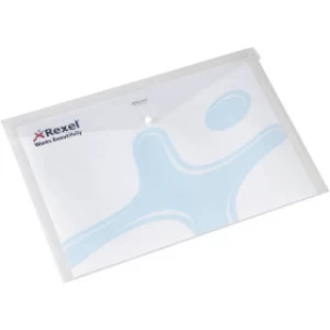 Image of Rexel A4 Document Folder with Popper - Clear (5 Pack)