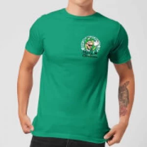 Image of Nintendo Super Mario Luigi Merry Christmas Pocket Wreath Green T-Shirt - L - Green
