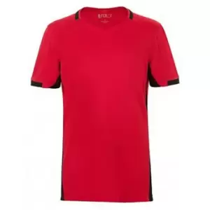 Image of SOLS Childrens/Kids Classico Contrast Short Sleeve Football T-Shirt (12 Years) (Red/Black)