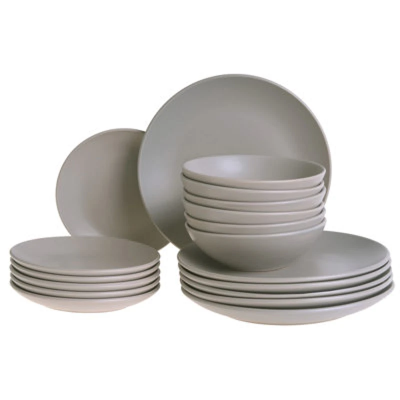 Image of Beliani Set Of 18 Dinnerware Vivani Stoneware Grey