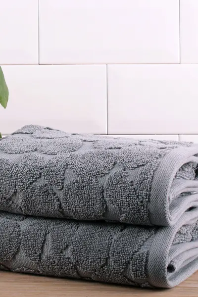 Image of Fusion 'Ingo' 100% Cotton Jacquard 2 Pack Towels Grey