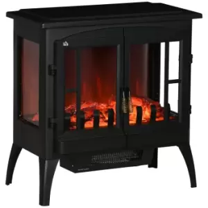 image of HOMCOM Freestanding Electric Fireplace Heater in Black, black