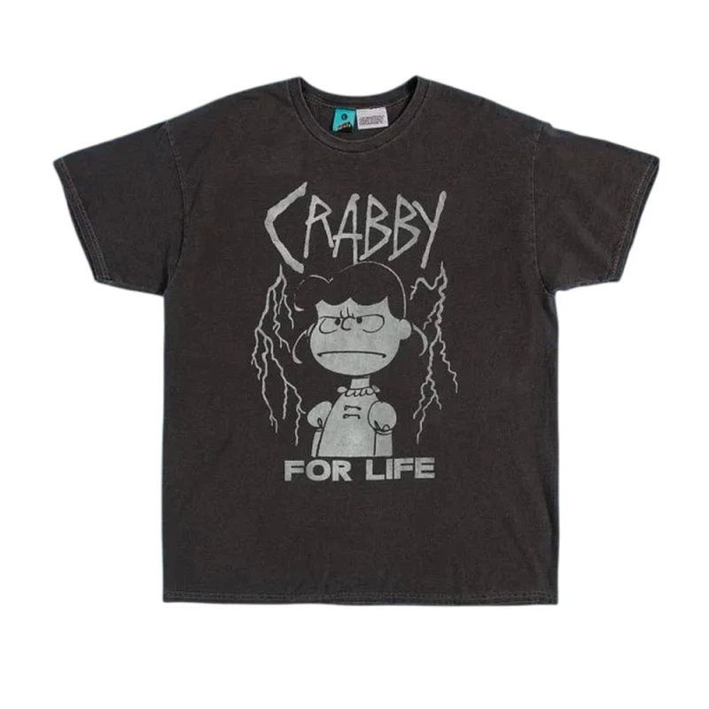 Image of Peanuts Mens For Life Lucy Van Pelt Vintage Washed T-Shirt in Black Size: Medium Black Male M