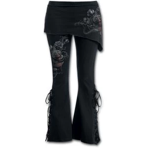 Image of Fatal Attraction Womens X-Large 2 In 1 Boot-Cut Leggings With Micro Slant Skirt - Black
