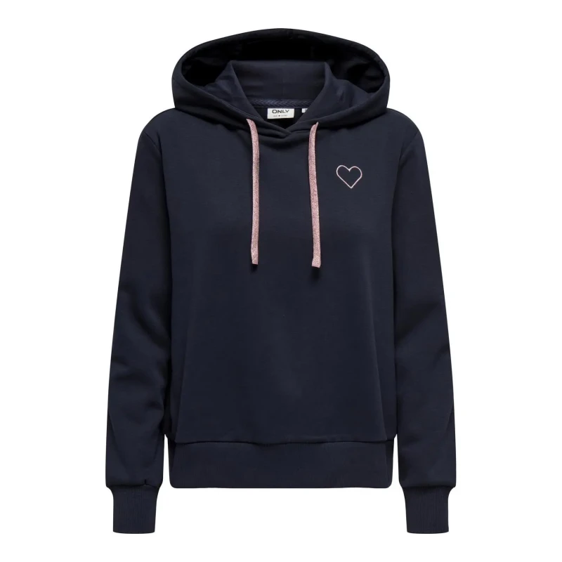 Image of Only Heart Print Hoodie Navy Women XS;S;M;L;XL