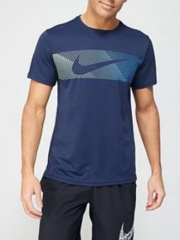 Image of Nike Dry Superset Short Sleeve Tee - Obsidian/White