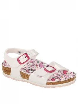 Image of Birkenstock Rio Patent Unicorn Sandal - White, Size 10 Younger