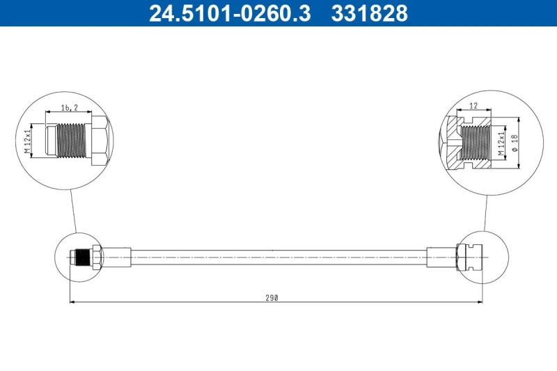 Image of ATE 24.5101-0260.3 Brake Hose Brake Hose (83)