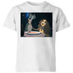 Image of Disney Lady And The Tramp Spaghetti Scene Kids T-Shirt - White - 11-12 Years