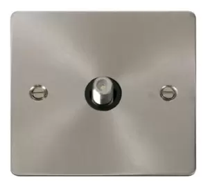 Image of Click Scolmore Define Brushed Steel 1 Gang Satellite Outlet With Black - FPBS156BK