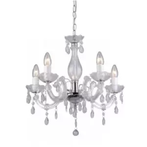 image of Zumaline Magnolia Multi Arm Chandelier, Transparent, 5x E14