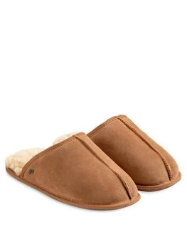 image of Just Sheepskin Donmar Overlocked Raised Seam Sheepskin Mule Slipper - Chestnut, Size 11, Men