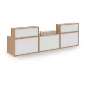 image of Denver large straight complete reception unit - beech with white panels