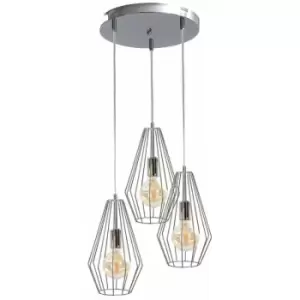 image of Keter Lex Cluster Pendant Ceiling Light Silver, 32cm, 3x E27