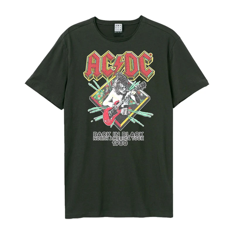 Image of Amplified Amplified Men North America Tour 80 AC DC Vintage T-Shirt in Charcoal Size: X-Small Charcoal XS Male 5063527284310