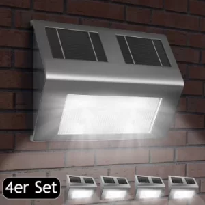 Image of 4x LED Solar Wall Lamp Stainless Steel Twilight Sensor Waterproof Garden Lamp Wall Light Outdoor