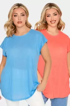 image of 2 PACK Linen Look T-Shirt