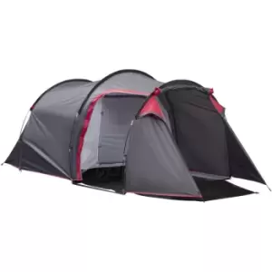 Image of 3 Man Camping Tent w/ 2 Rooms Porch Vents Rainfly Weather-Resistant - Outsunny