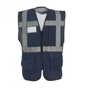 image of Yoko Hi-Vis Premium Executive/Manager Waistcoat / Jacket (Pack of 2) (2XL) (Navy Blue)