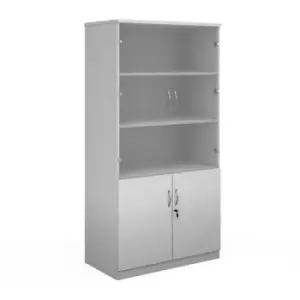 image of Deluxe combination unit with glass upper doors 2000mm high with 4 shelves - white