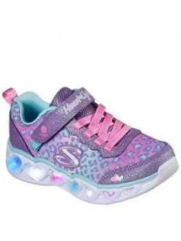 Image of Skechers Girls Heart Lights Shimmer Spots Trainer - Lilac Size 4 Older