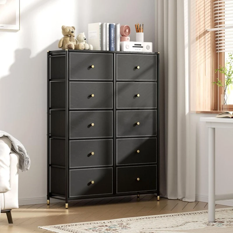 Image of Kabinet UK 10-Drawer Plastic Storage Cabinet Blackgold unisex One size