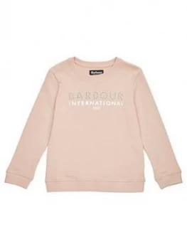 Image of Barbour International Girls Drift Foil Print Sweat Top - Pink, Size Age: 14-15 Years, Women
