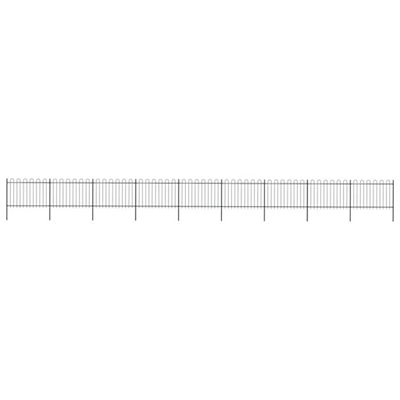 Image of Vidaxl Garden Fence With Hoop Top Steel 15.3X1.2 M Black