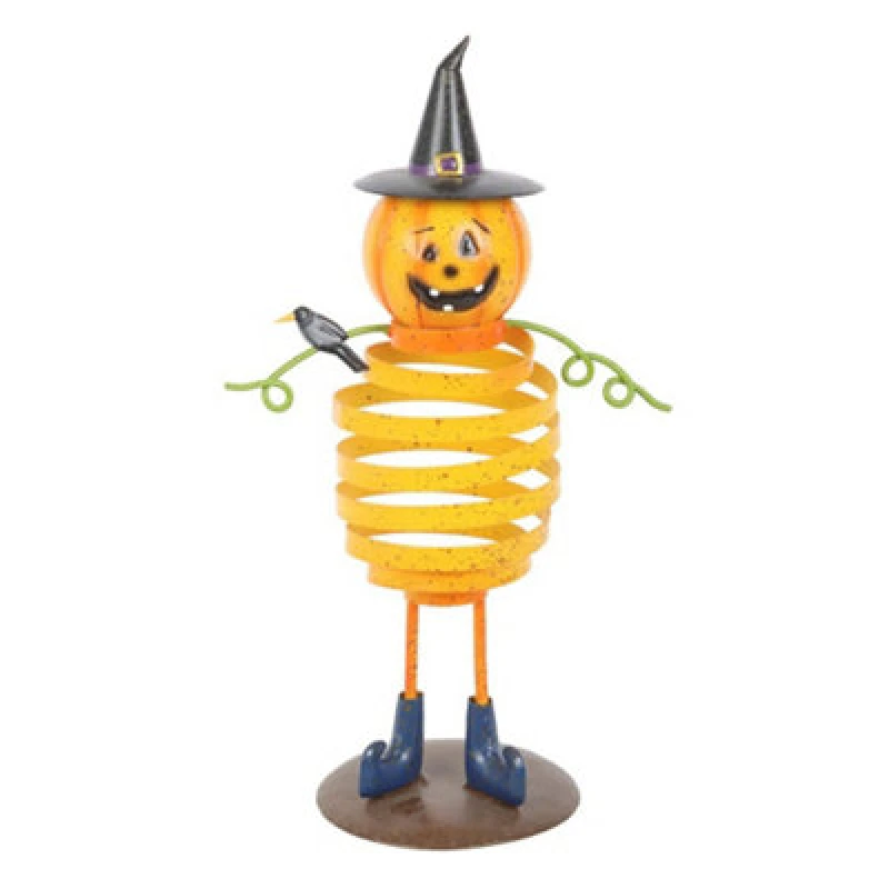 Image of Something Different Something Different Metal Pumpkin Man With Top Hat Ornament in Orange Orange One Size Unisex 5063806897545