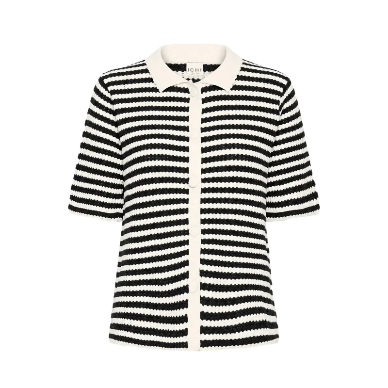 Image of Ichi Short Sleeve Womens Cardigan Ichi Lorianna Noir Female XS
