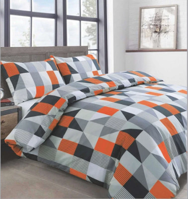 Image of Velosso Jazz Printed Cotton Rich Double Duvet Cover And Pillowcase Set - Orange 5029497641553