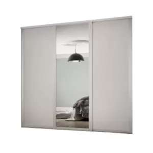 image of Spacepro Contemporary Shaker Mirrored Dove Grey 3 Door Sliding Wardrobe Door Kit (H)2260mm (W)1680mm