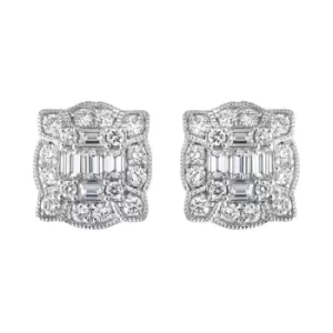 image of 18ct White Gold Diamond Cluster Stud Earrings