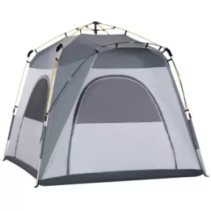 image of Outsunny 4 Person Automatic Camping Tent, Outdoor Pop Up Tent, Portable Backpacking Dome Shelter, Light Grey