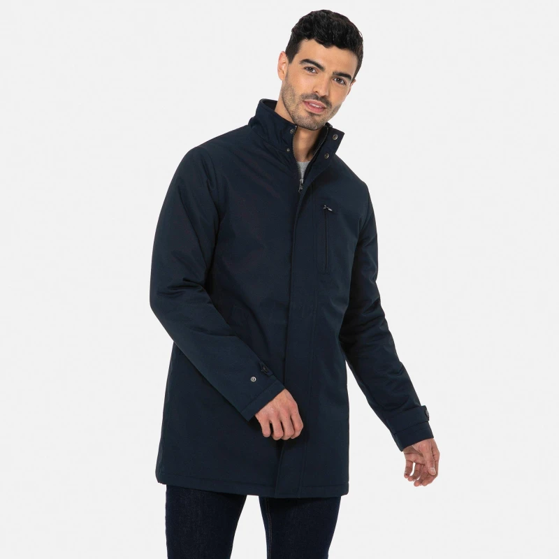 Image of Threadbare 'Broxburn' Showerproof Funnel Neck Lightweight Mac Navy male