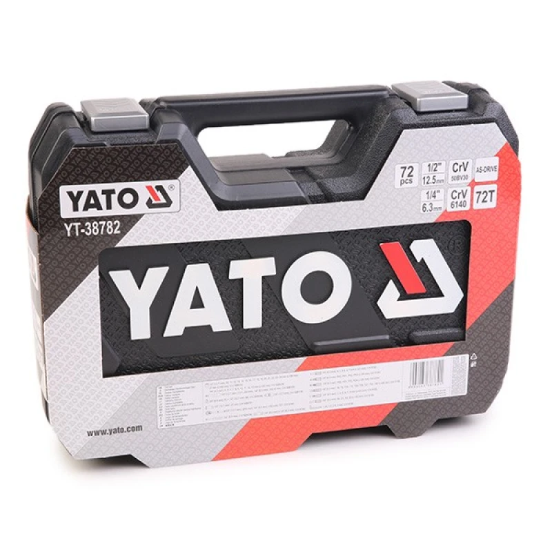 Image of YATO YT-38782 Socket set Chrome Vanadium Steel, Slot, Drive: 1/4Inch, Number of tools: 72, with ratchet function Chrome Vanadium Steel Socket set (584