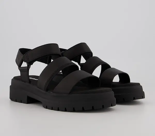 Image of Timberland Womens London Vibe 3 Band Sandals Black Full Grain Leather, 3.5