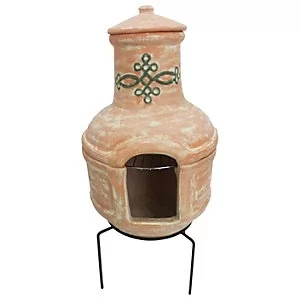 image of Charles Bentley Chiminea With Grill Clay Stainless Steel