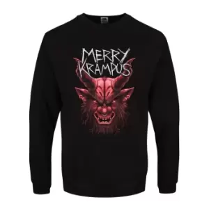 image of Grindstore Mens Merry Krampus Christmas Jumper (M) (Black)