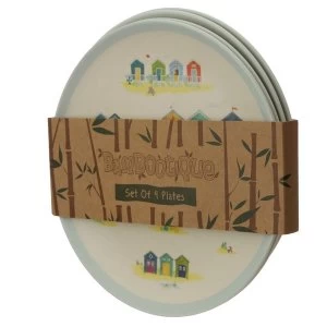 image of Bamboo Composite Beach Huts Reusable Plate Set of 4