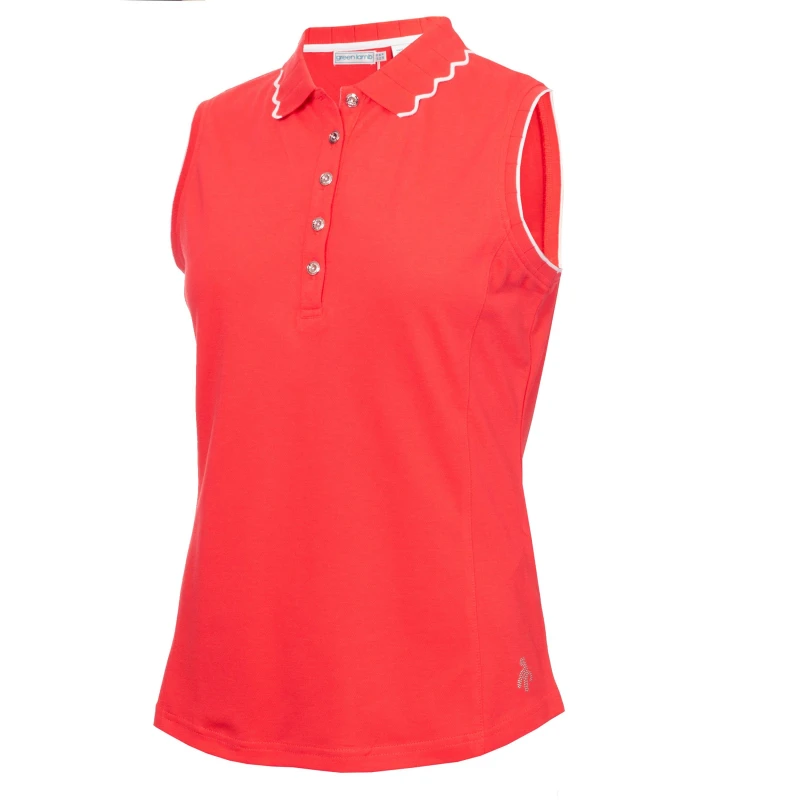 Image of Calvin Klein Golf Green Lamb Nadia Sleeveless Polo Shirt Womens Poppy female 8 (XS)
