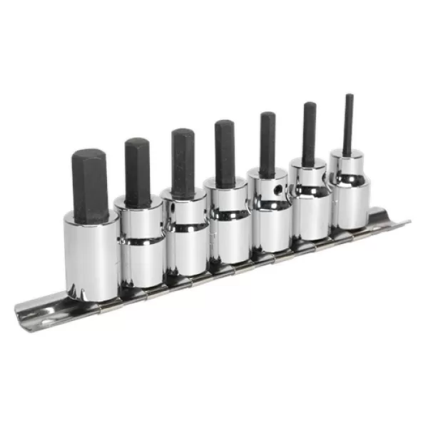 Image of Genuine SEALEY AK62253 Hex Socket Bit Set 7pc 3/8Sq Drive Metric