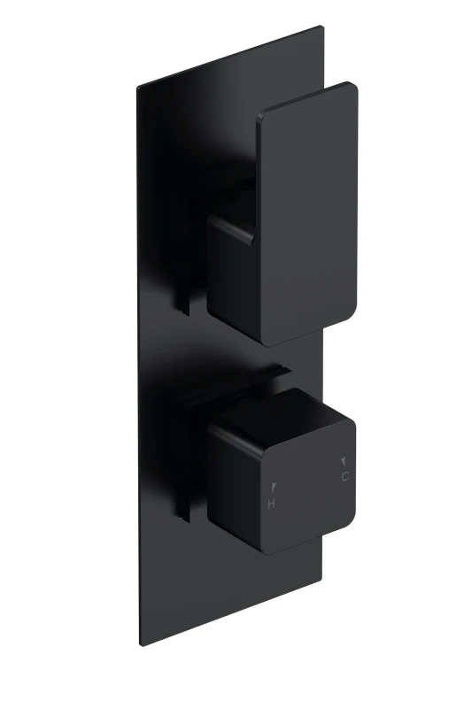 Image of Balterley Concealed Twin Thermostatic Shower Valve Diverter Matt Black 215mm Black Unisex