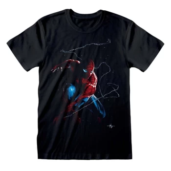 Image of Marvel Comics Spider - Spidey Art Unisex Large T-Shirt - Black