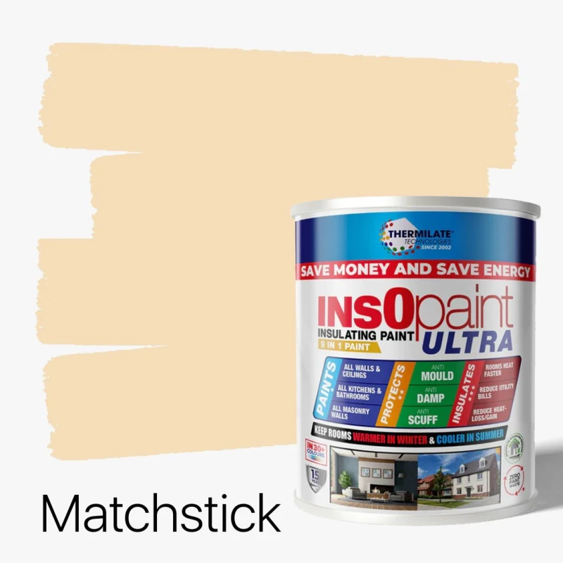 Image of THERMILATE TECHNOLOGIES InsOpaint ULTRA - 9 IN 1 Interior & Exterior Paint - 1L in Matchstick Matchstick Unisex 1L