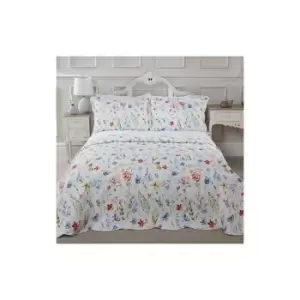 image of Spring Meadow Bedspread Plus Pillow Shams Set Quilted Patchwork Single