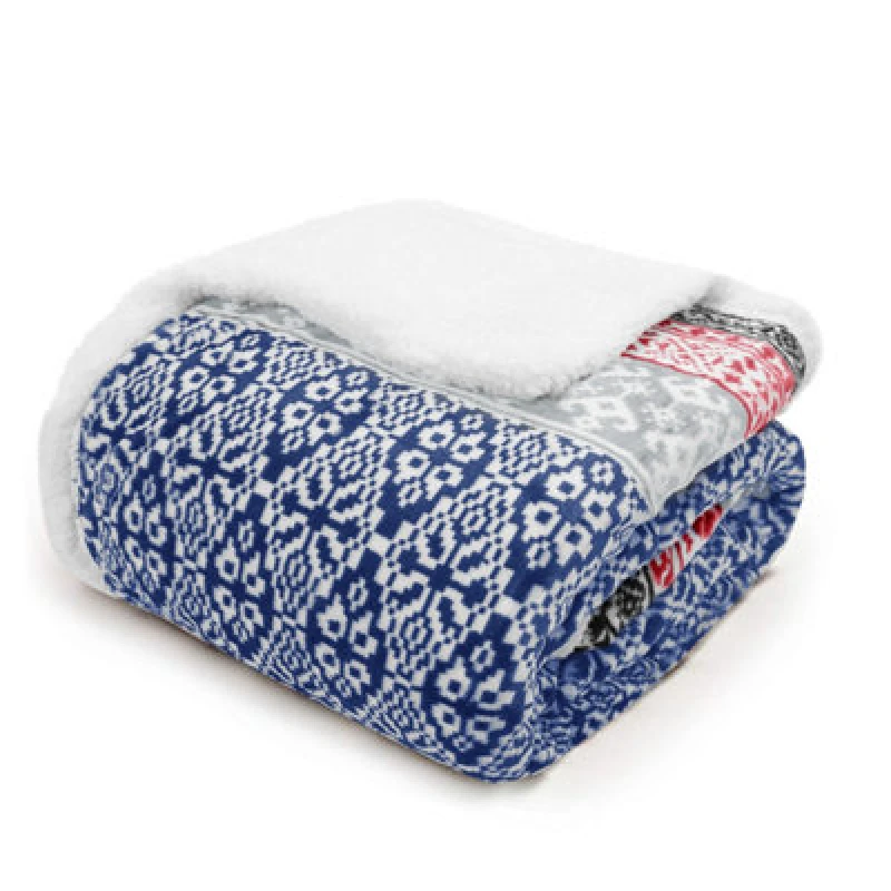 Image of Velosso Textured Sherpa Throw Blanket With Tassled Edging For Sofa, Bed, Cosy Winter Essential, 130Cm X 180Cm - Navy