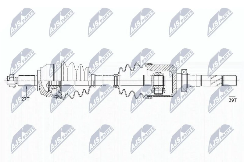 Image of NTY NPW-RE-150 Drive shaft Front Axle Right, with bearing(s) Drive Shaft (13)