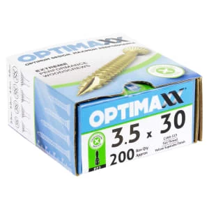 Image of Optimaxx Pz Countersunk Zinc & Yellow Passivated Woodscrew - 3.5 X 30mm Pack Of 200